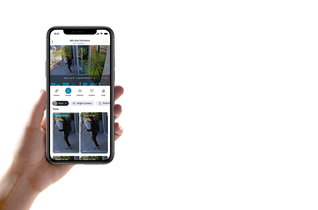 Camera views open on a phone held in one hand